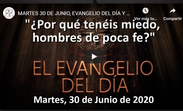 MARTES 30 DE JUNIO, EVANGELIO Y REFLEXIÓN “POR QUÉ TENÉIS MIEDO, HOMBRES DE POCA FE»